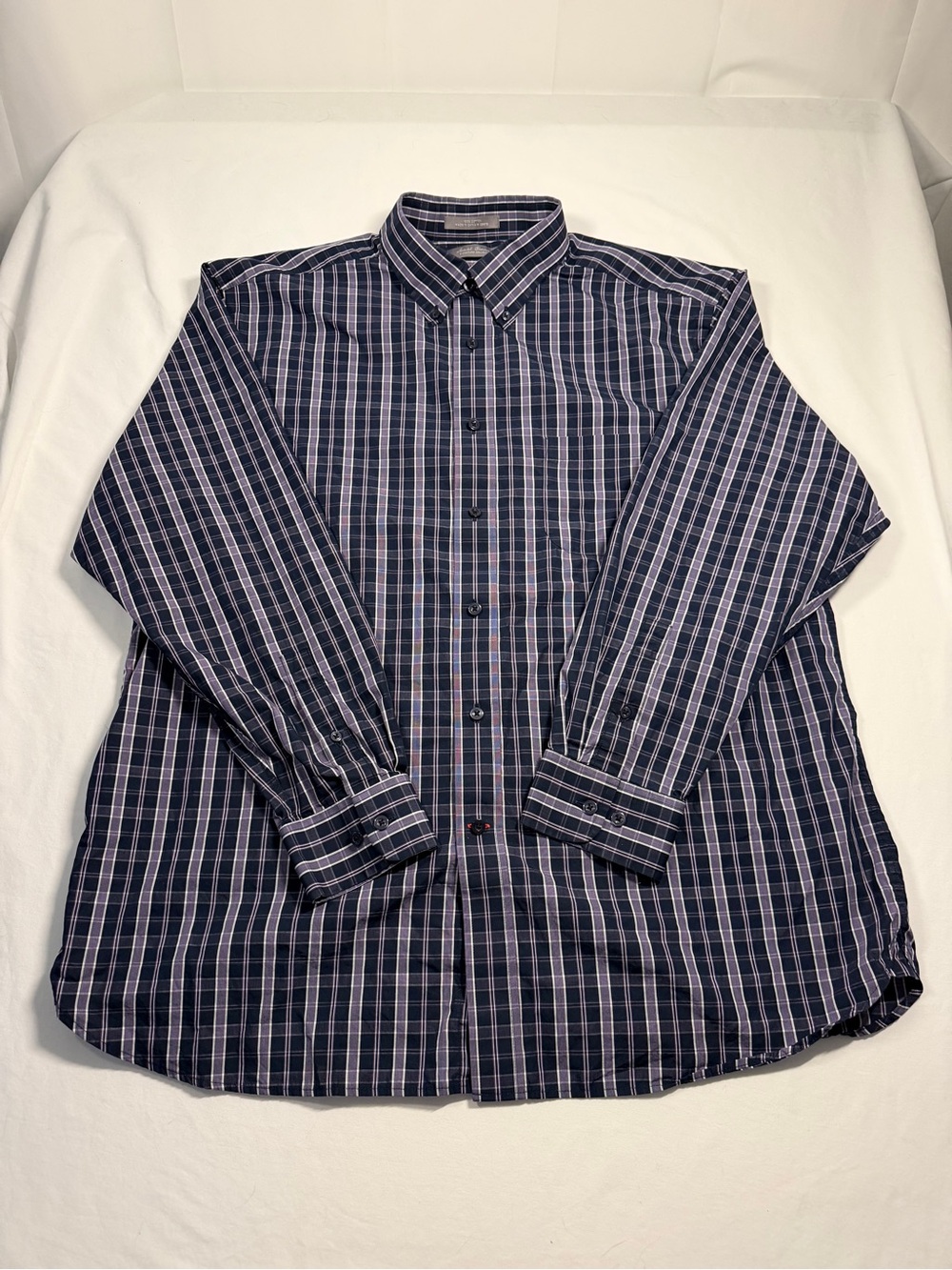 Daniel Cremieux Men's XL Navy Purple White Stripe Button-Down Shirt EUC